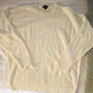 Boohoo Cream Crewneck Sweater for Men